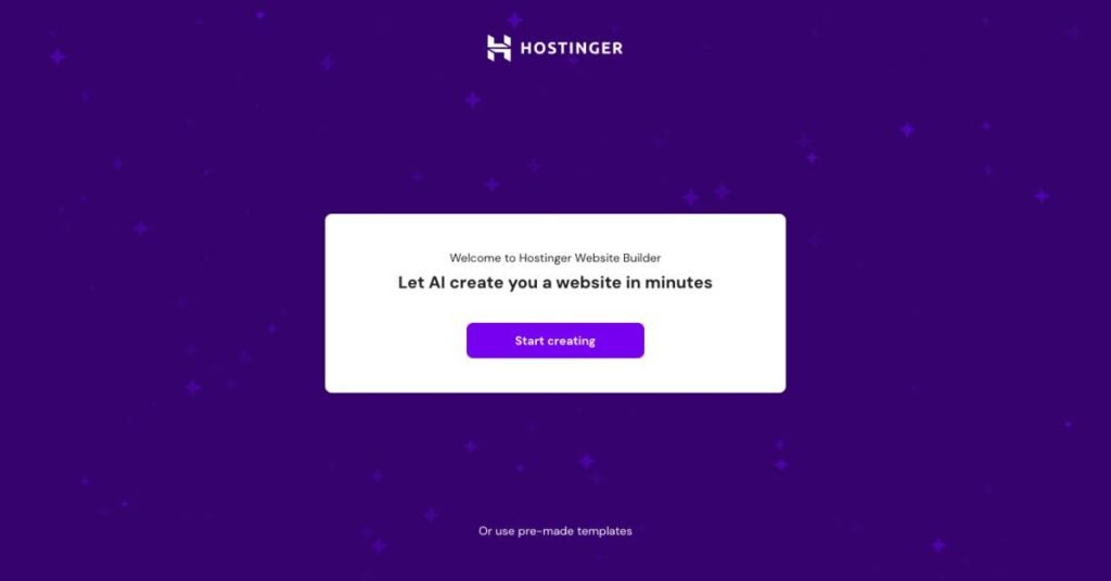 Creating a website with hostinger