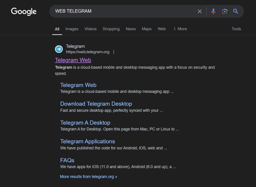 search web telegram