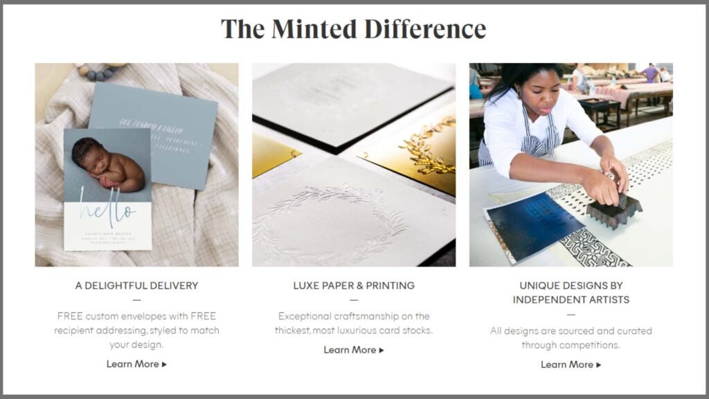 Additional Features of minted website