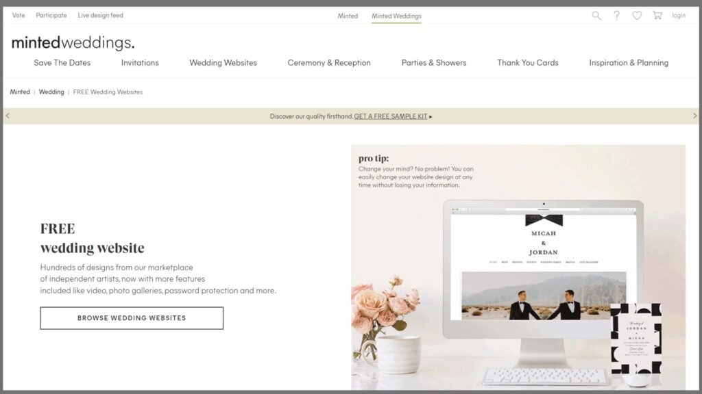 Wedding website section