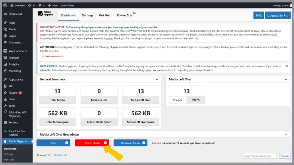 5. Delete Unused Media Files