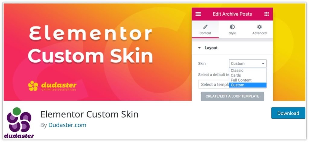 Elementor Custom Skin