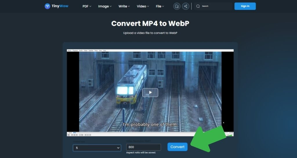 How to Convert MP4 into WEBP efficiently : A Step-by-Step Tutorial 6 Tin2Wow Step 2