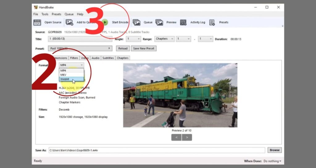 How to Convert MP4 into WEBP efficiently : A Step-by-Step Tutorial 3 Handbrake step 2 & 3