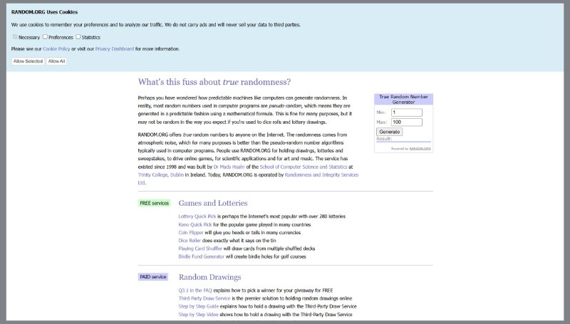 Random Websites for Endless Browsing Fun 13 Random.org image